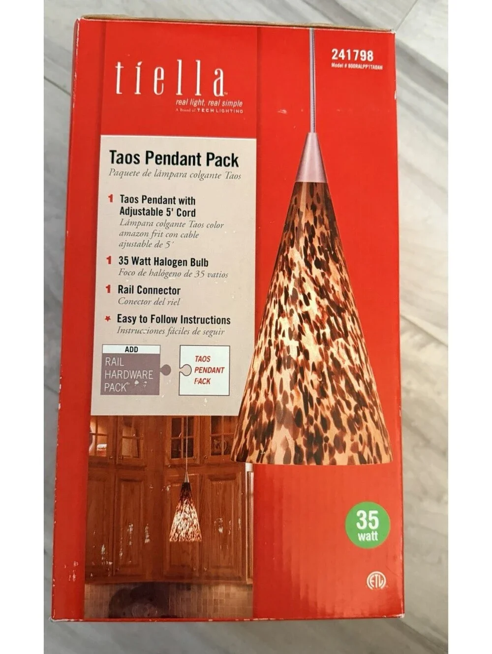 Tiella Taos Pendant Light Part#241798 New In Box Cone Shaped Shade